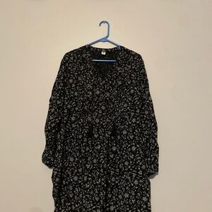 Old Navy Black Dress with White Floral Design